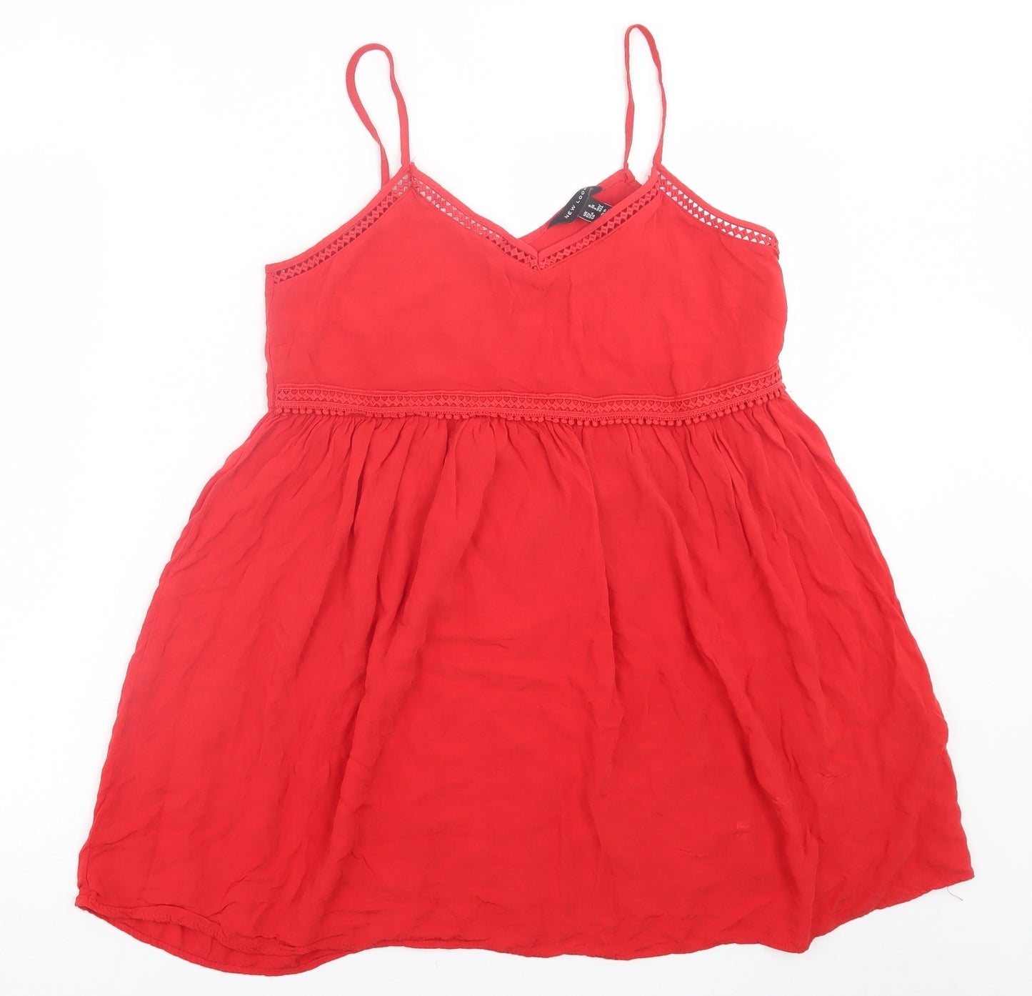 New Look Womens Red  Viscose Fit & Flare  Size 8  V-Neck Pullover