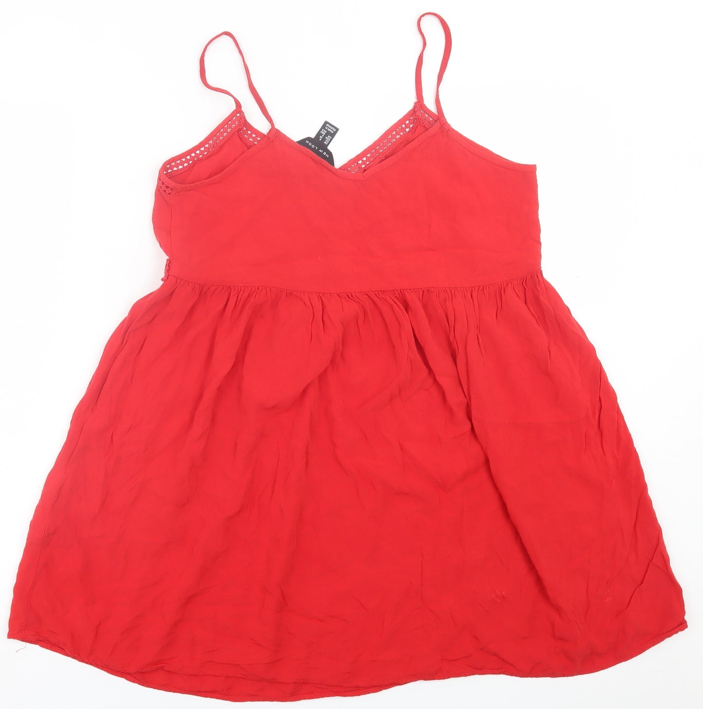 New Look Womens Red  Viscose Fit & Flare  Size 8  V-Neck Pullover