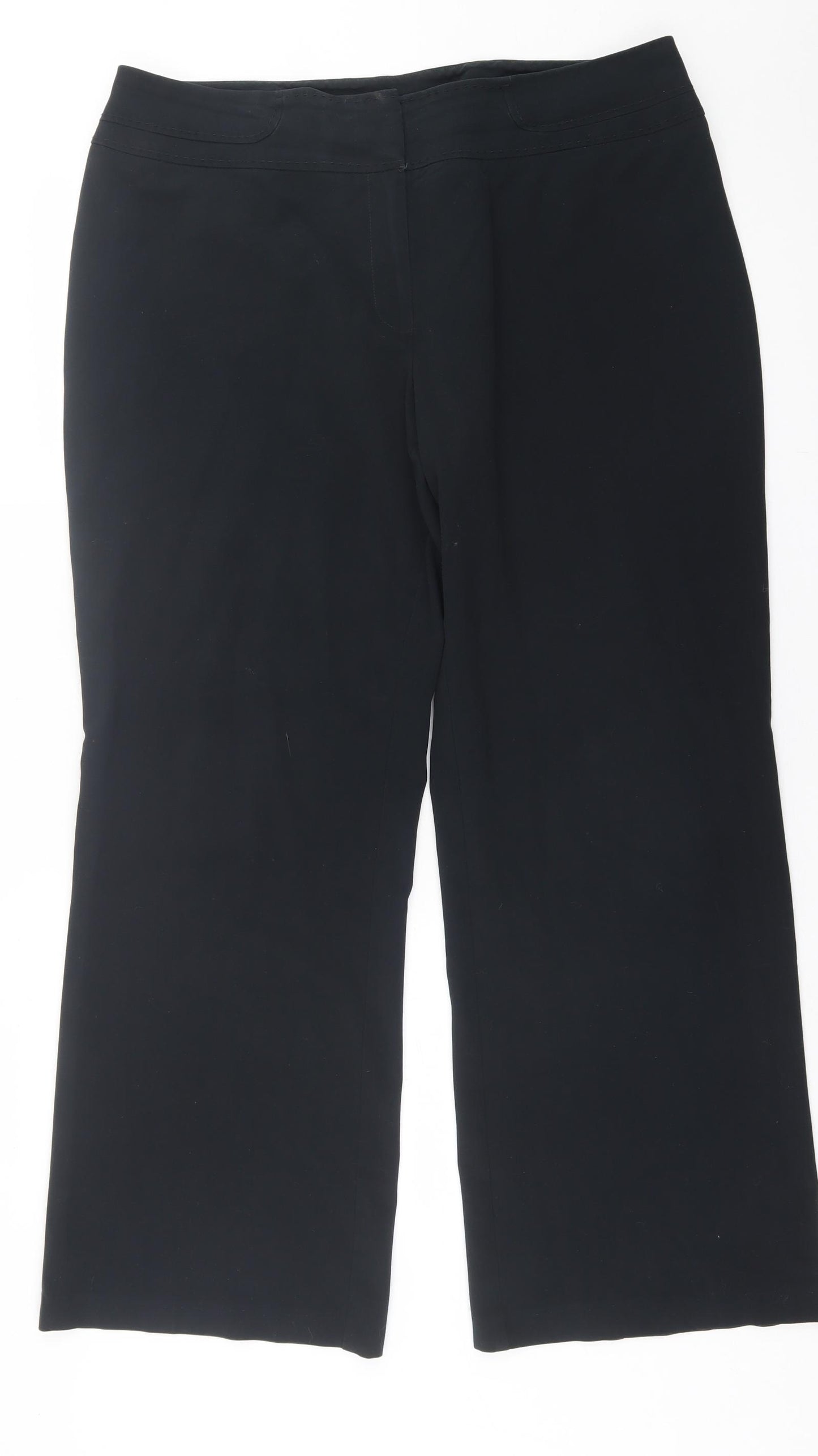 Marks and Spencer Womens Black  Polyester Trousers  Size 16 L30 in Regular Hook & Eye