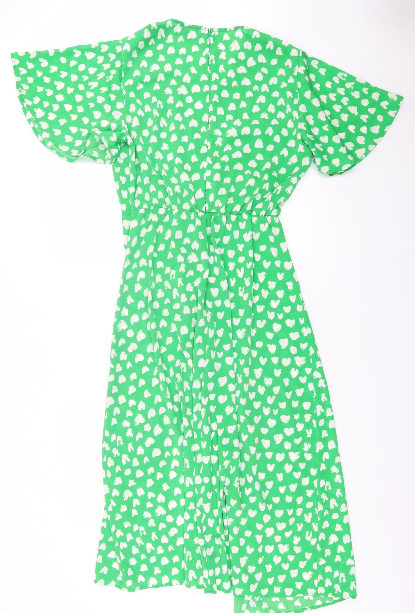 AX Paris Womens Green Geometric Polyester A-Line  Size 14  V-Neck Zip