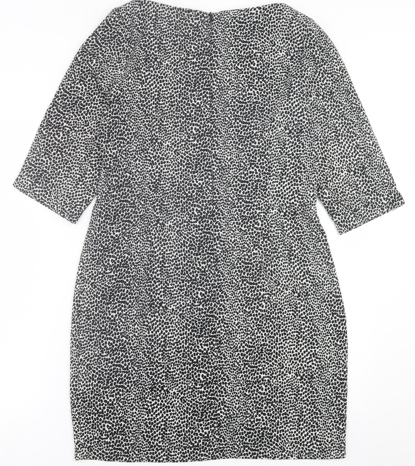 F&F Womens Black Geometric Polyester A-Line  Size 12  Crew Neck Zip
