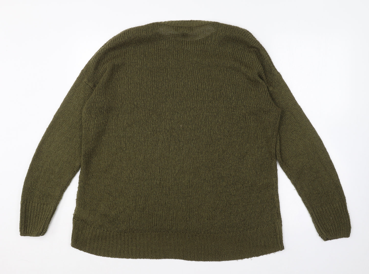 New Look Womens Green Crew Neck  Acrylic Pullover Jumper Size L