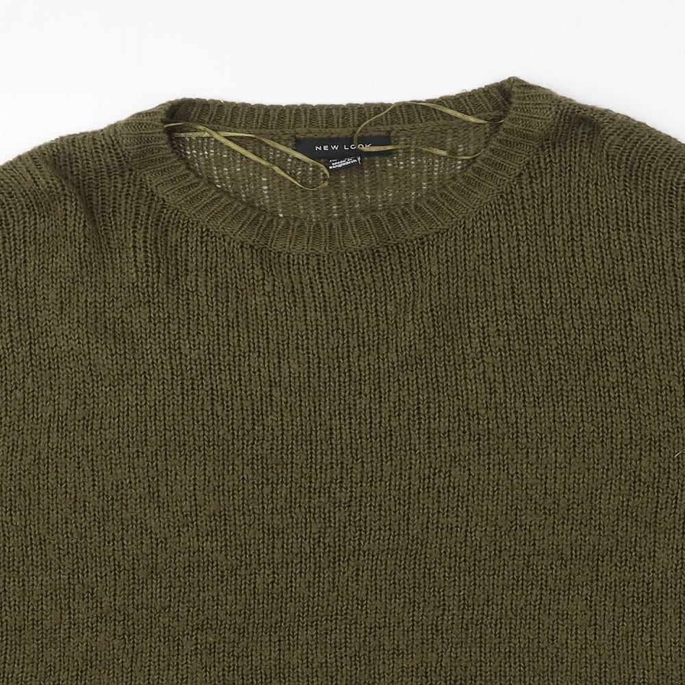 New Look Womens Green Crew Neck  Acrylic Pullover Jumper Size L