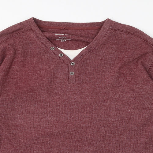 Easy Mens Purple V-Neck  Polyester Pullover Jumper Size 2XL