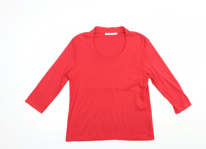 Emreco Womens Red Polyester Basic T-Shirt Size 18 Scoop Neck