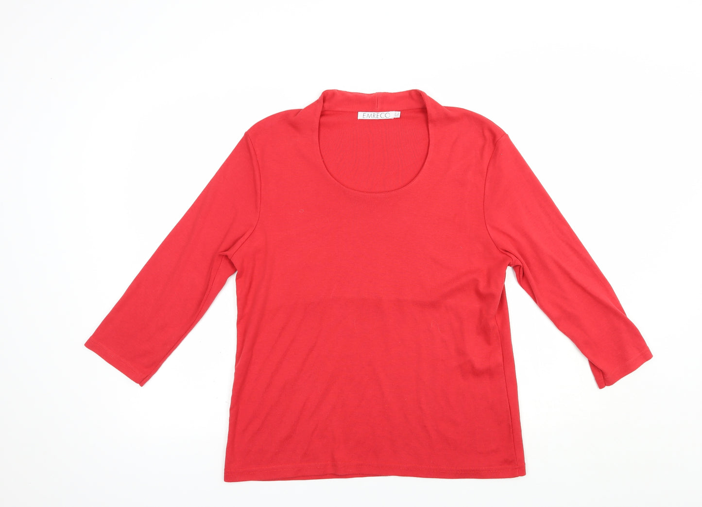 Emreco Womens Red  Polyester Basic T-Shirt Size 18 Scoop Neck