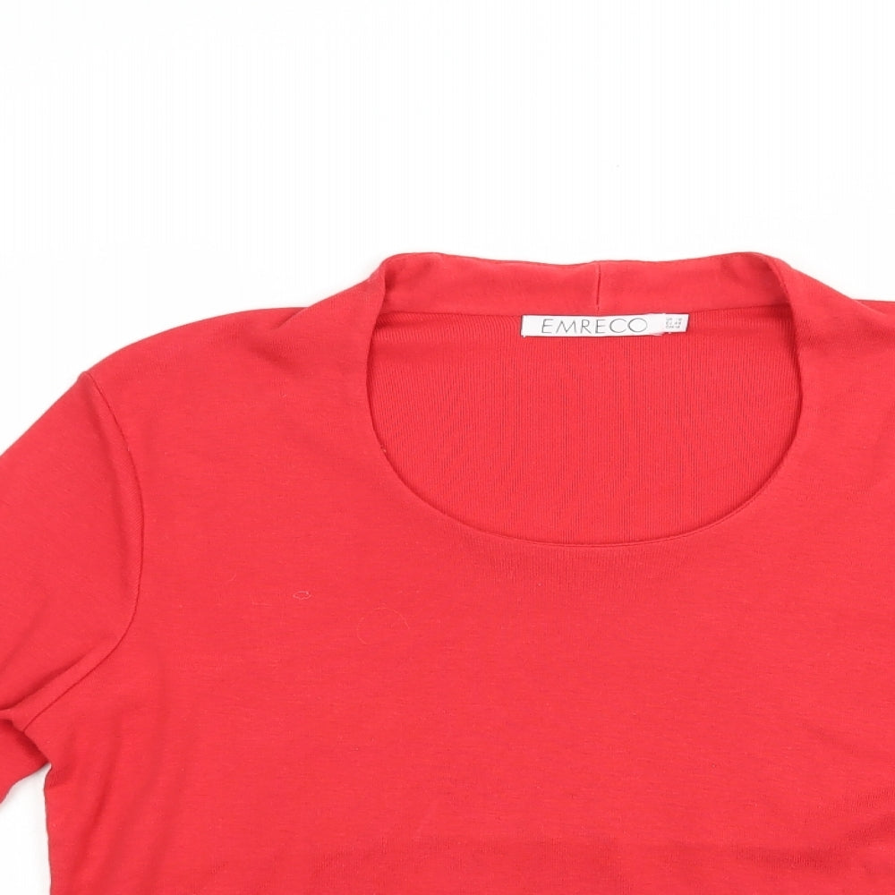 Emreco Womens Red  Polyester Basic T-Shirt Size 18 Scoop Neck