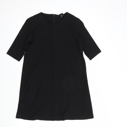 H&M Womens Black  Viscose Shift  Size XS  Round Neck Zip