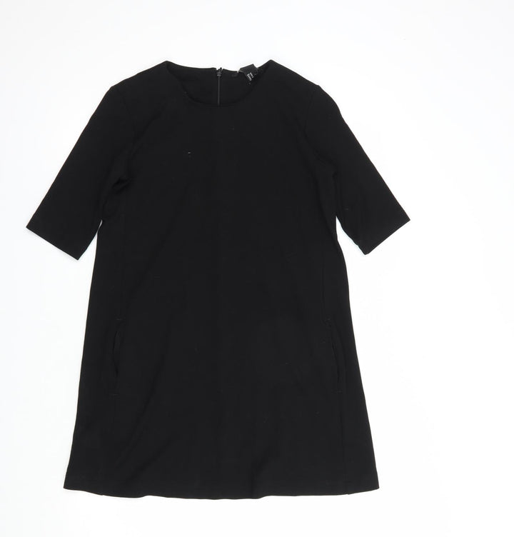 H&M Womens Black  Viscose Shift  Size XS  Round Neck Zip