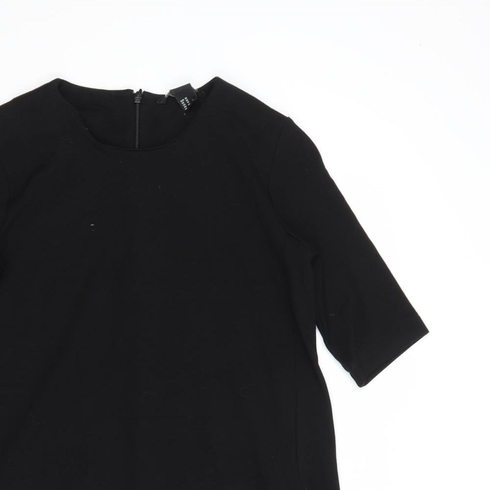 H&M Womens Black  Viscose Shift  Size XS  Round Neck Zip