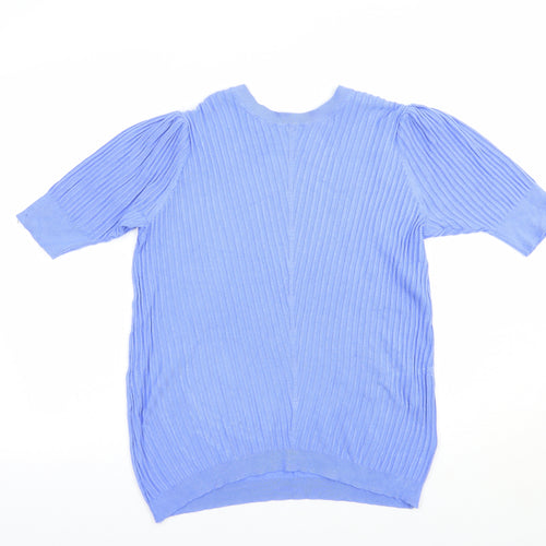 Marks and Spencer Womens Blue Crew Neck  Viscose Pullover Jumper Size 14