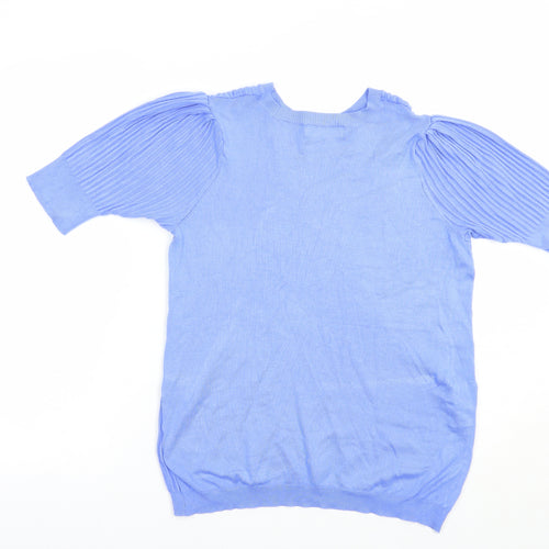 Marks and Spencer Womens Blue Crew Neck  Viscose Pullover Jumper Size 14