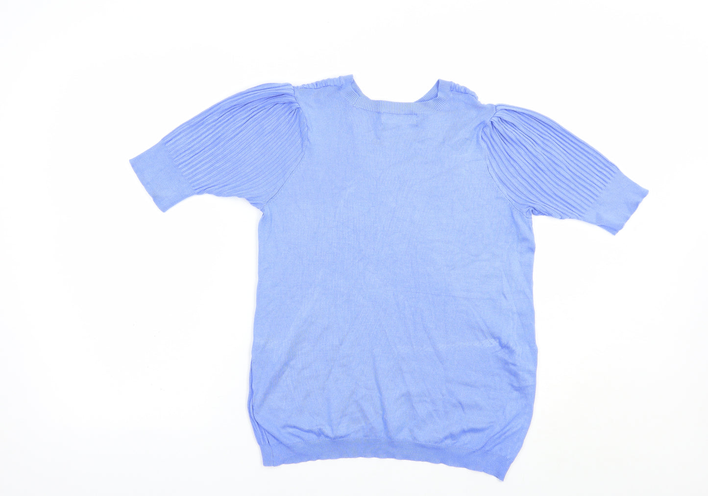Marks and Spencer Womens Blue Crew Neck  Viscose Pullover Jumper Size 14