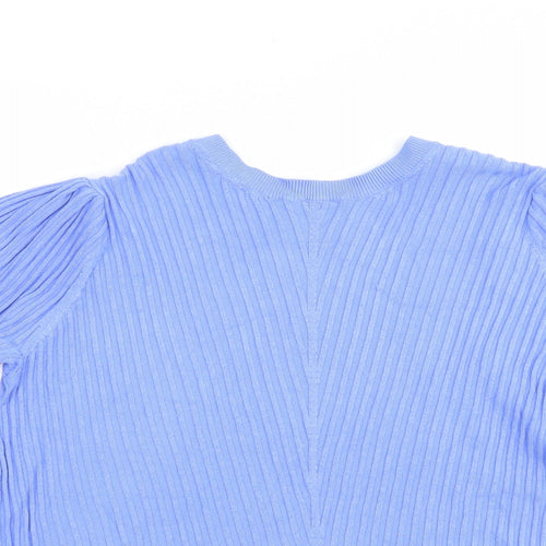 Marks and Spencer Womens Blue Crew Neck  Viscose Pullover Jumper Size 14