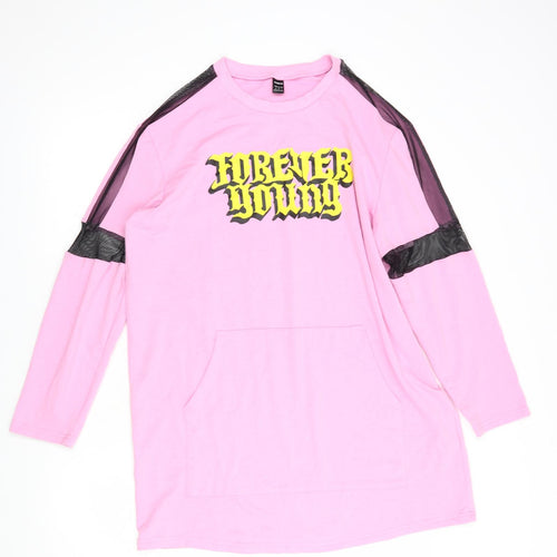 SheIn Womens Pink  Polyester Tunic Sweatshirt Size M  Pullover - Forever Young