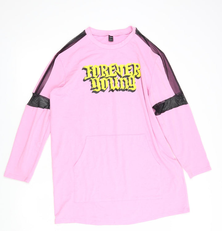 SheIn Womens Pink Polyester Tunic Sweatshirt Size M Pullover - Forever Young