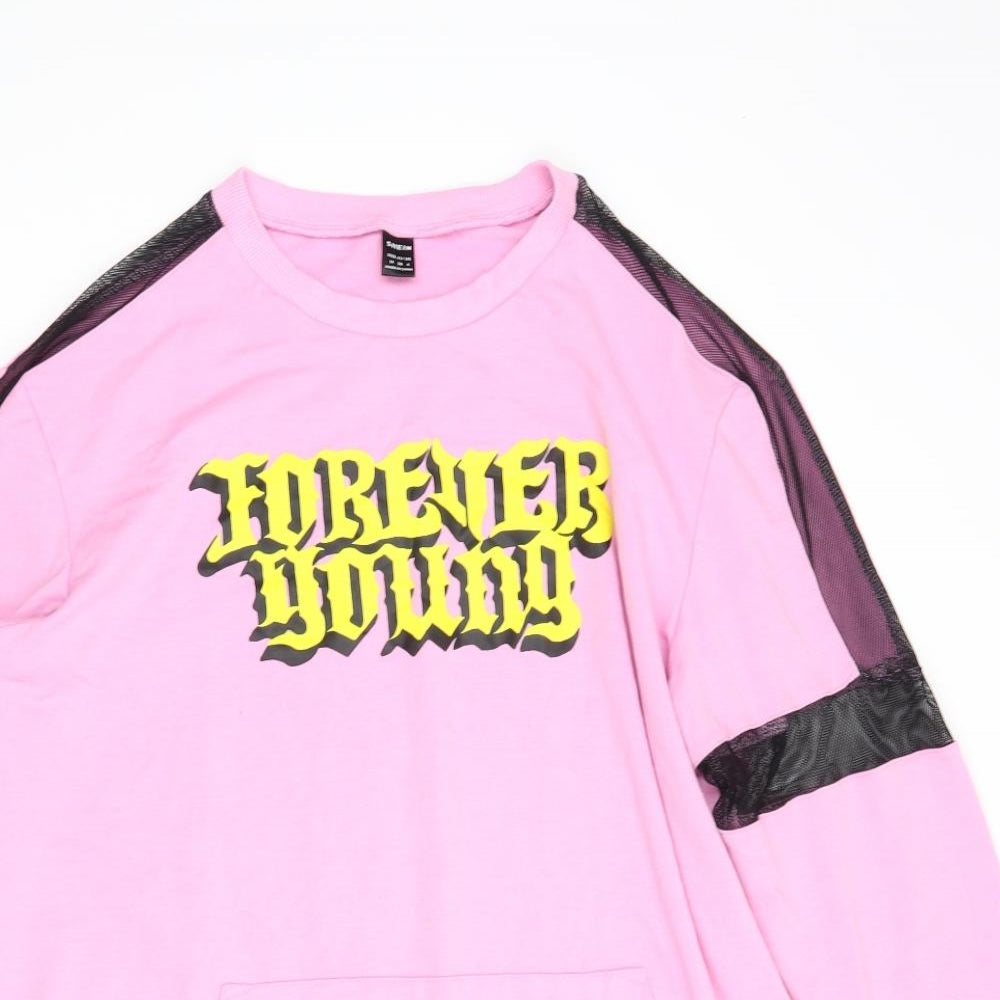 SheIn Womens Pink  Polyester Tunic Sweatshirt Size M  Pullover - Forever Young