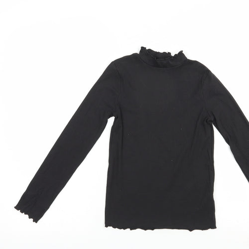 TU Girls Black  Cotton Basic T-Shirt Size 8 Years Mock Neck Pullover