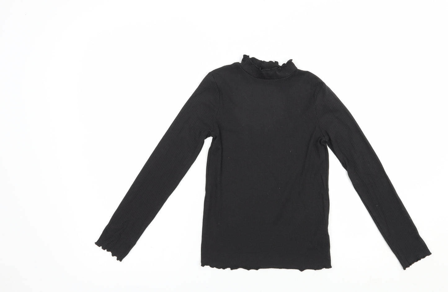 TU Girls Black  Cotton Basic T-Shirt Size 8 Years Mock Neck Pullover
