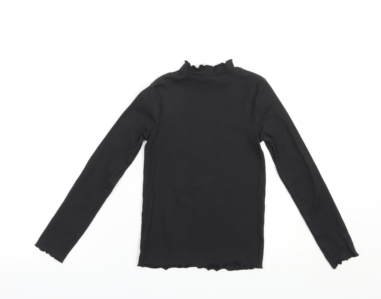 TU Girls Black  Cotton Basic T-Shirt Size 8 Years Mock Neck Pullover