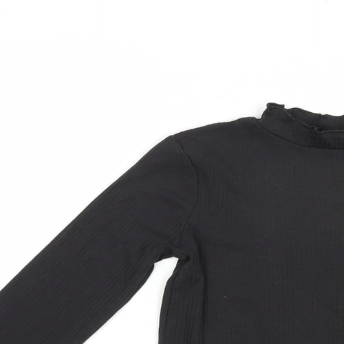 TU Girls Black  Cotton Basic T-Shirt Size 8 Years Mock Neck Pullover