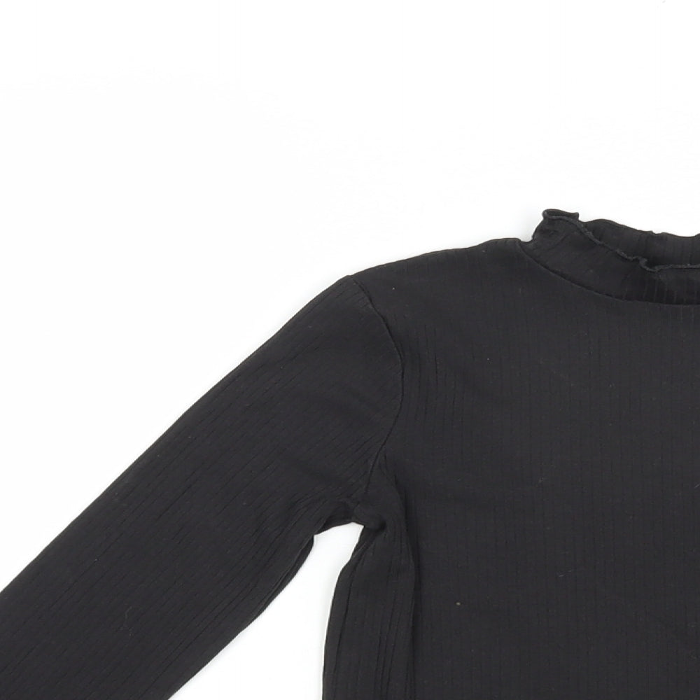 TU Girls Black  Cotton Basic T-Shirt Size 8 Years Mock Neck Pullover
