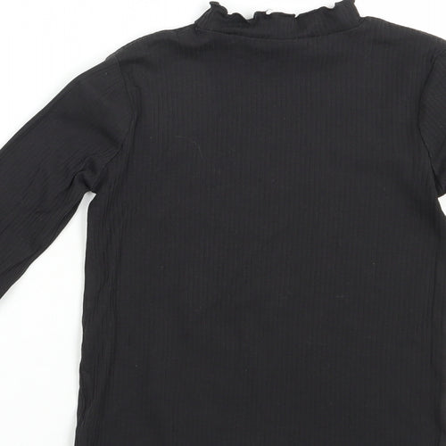 TU Girls Black  Cotton Basic T-Shirt Size 8 Years Mock Neck Pullover
