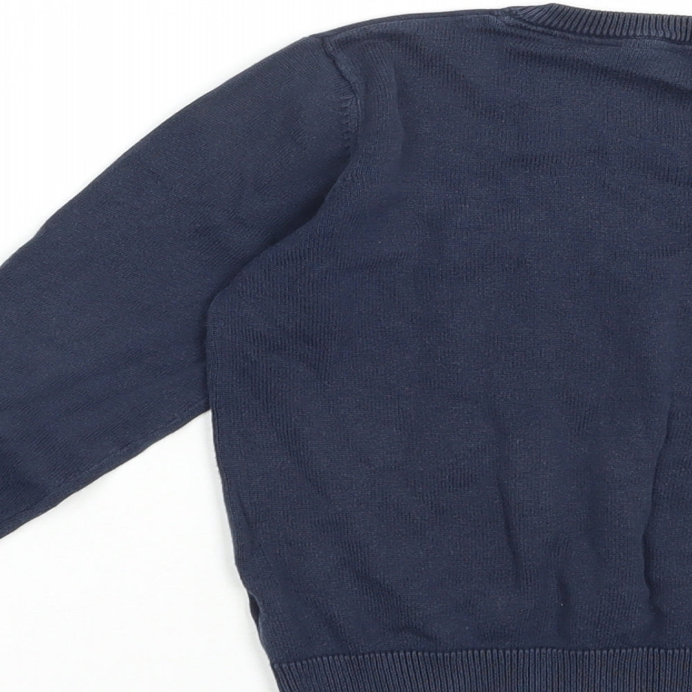 Marks and Spencer Boys Blue V-Neck  Cotton Pullover Jumper Size 6-7 Years  Pullover - Schoolwear