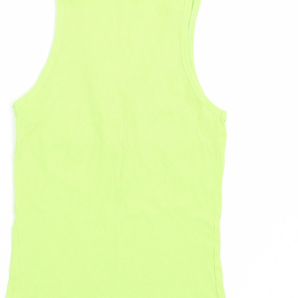 BaBa Womens Green  Cotton Basic Tank Size M Scoop Neck - Palm Trees