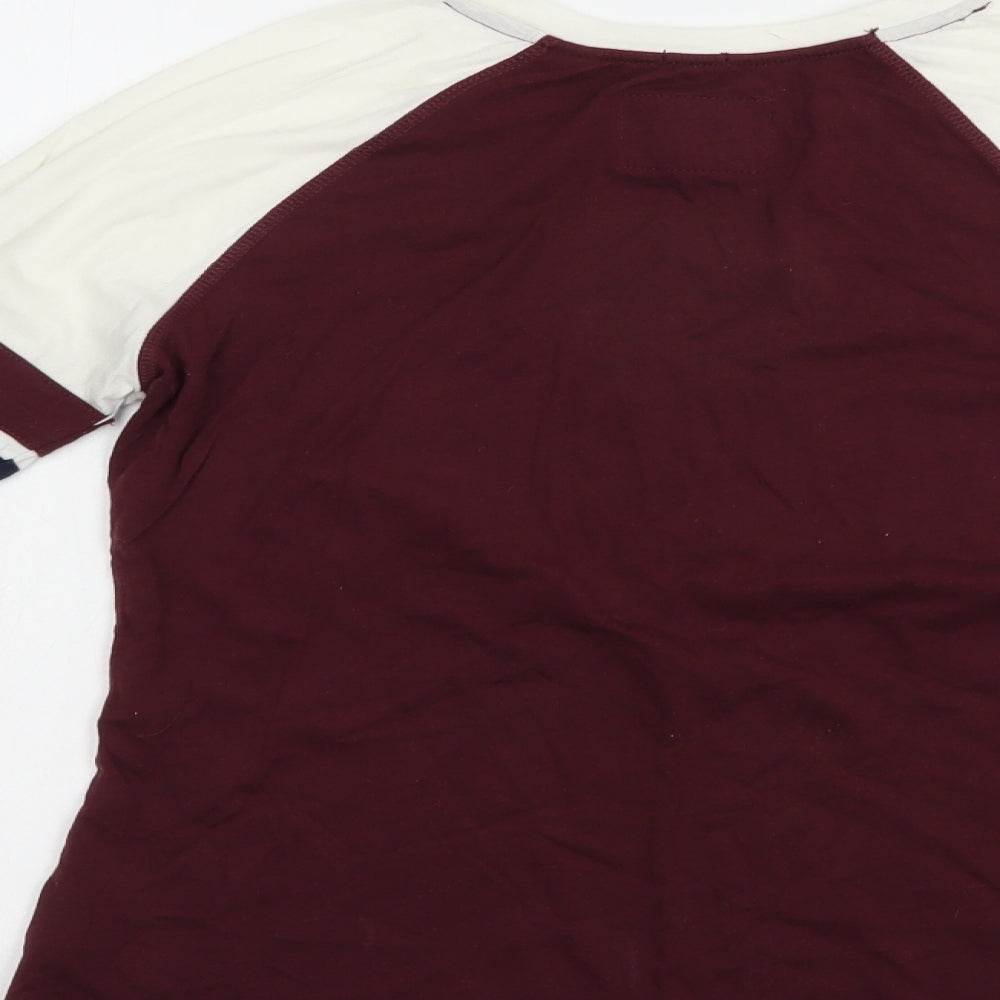 Superdry Womens Purple Colourblock Cotton Basic T-Shirt Size XS Crew Neck