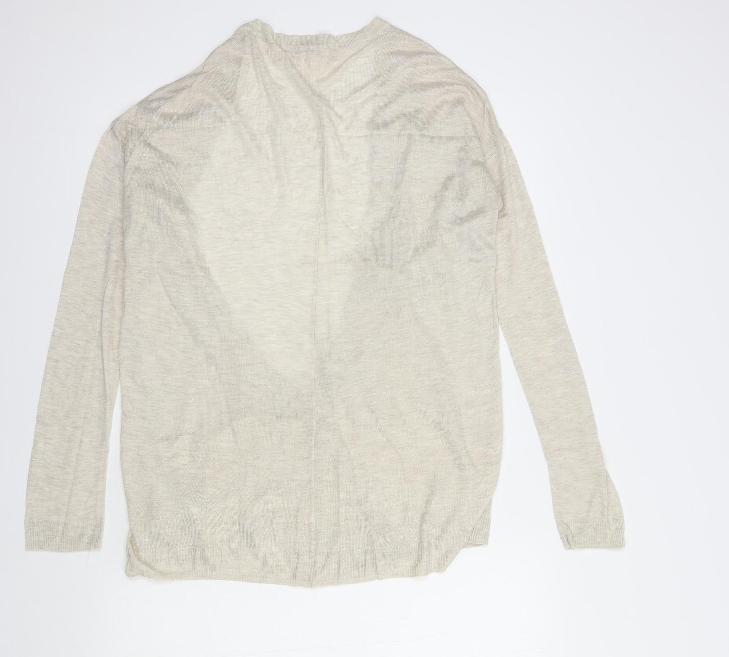 H&M Womens Beige V-Neck  Acrylic Cardigan Jumper Size XS