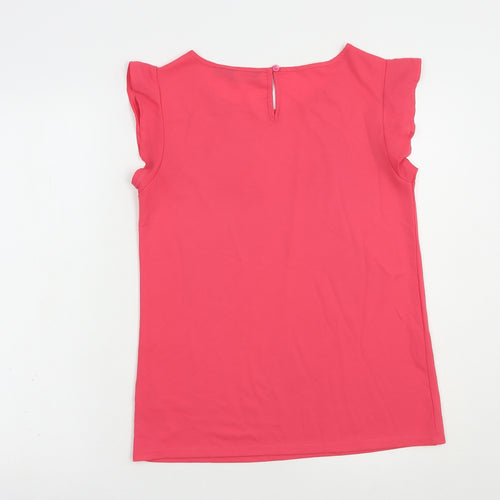 New Look Womens Pink  Polyester Basic Blouse Size 8 Boat Neck