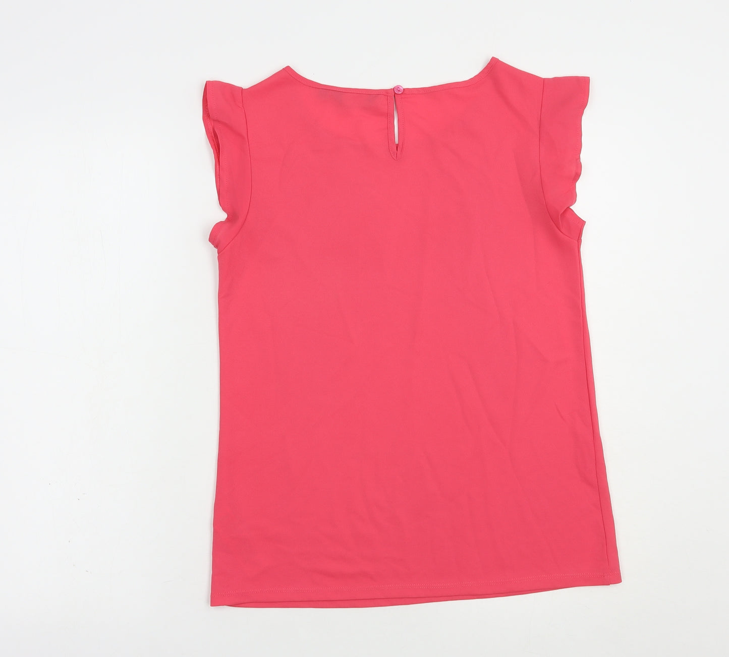 New Look Womens Pink  Polyester Basic Blouse Size 8 Boat Neck
