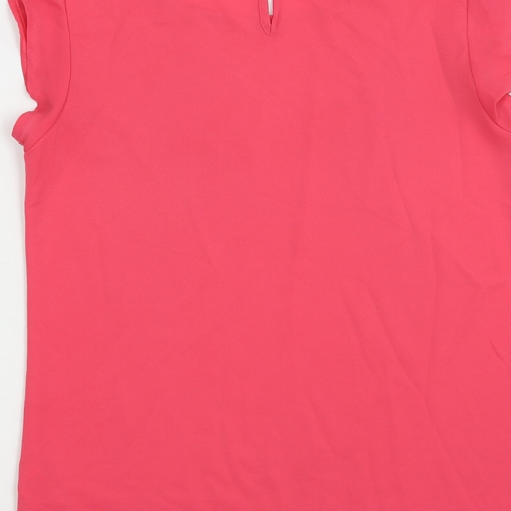 New Look Womens Pink  Polyester Basic Blouse Size 8 Boat Neck