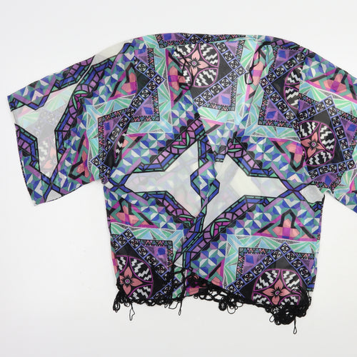 Atmosphere Womens Multicoloured Geometric Polyester Kimono Blouse Size S V-Neck