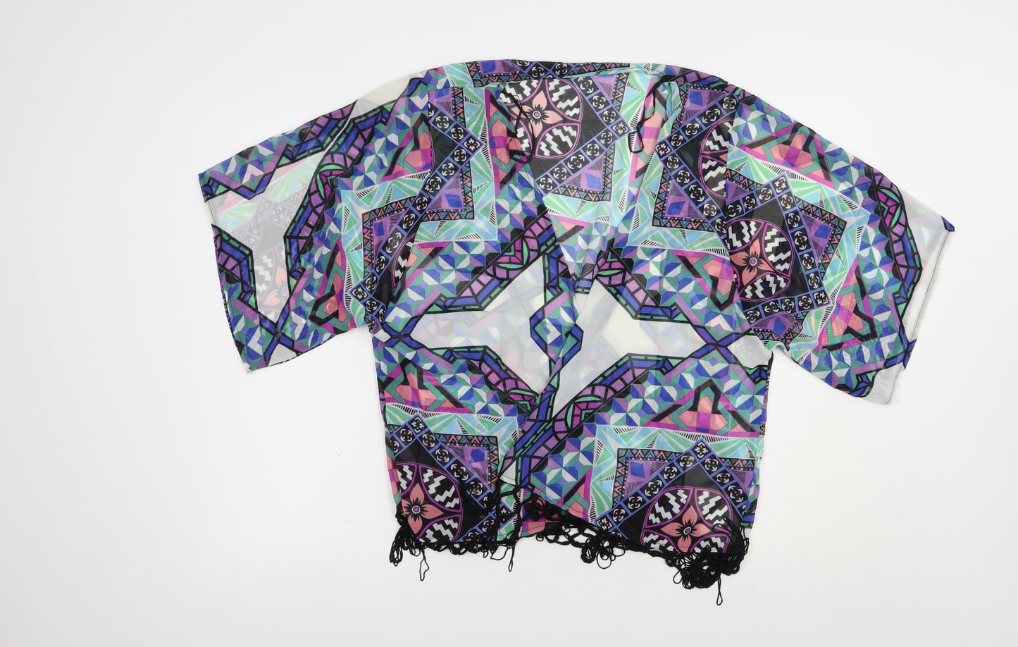 Atmosphere Womens Multicoloured Geometric Polyester Kimono Blouse Size S V-Neck