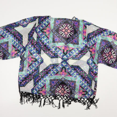 Atmosphere Womens Multicoloured Geometric Polyester Kimono Blouse Size S V-Neck