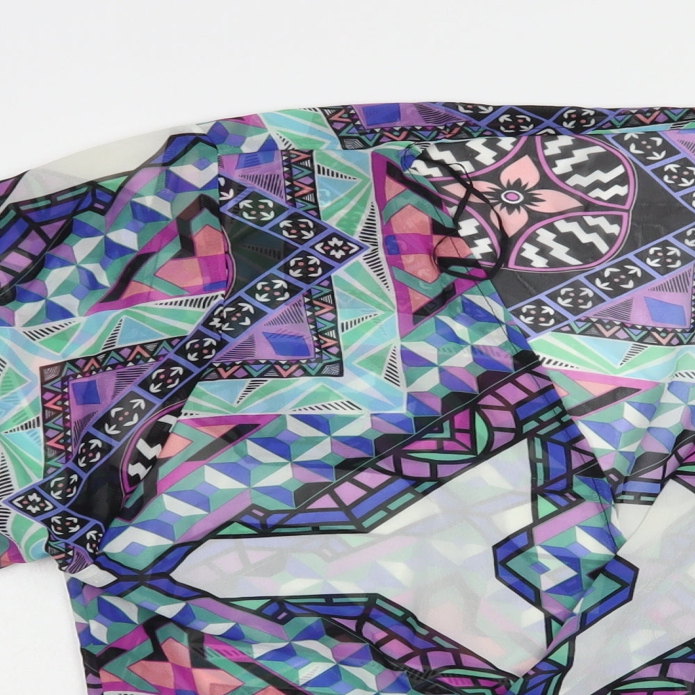 Atmosphere Womens Multicoloured Geometric Polyester Kimono Blouse Size S V-Neck