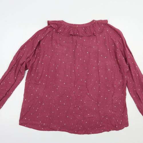 NEXT Womens Pink Geometric Viscose Basic Button-Up Size 14 Collared - Star Print