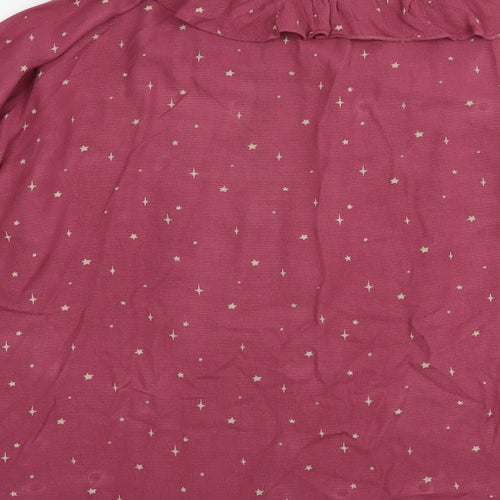 NEXT Womens Pink Geometric Viscose Basic Button-Up Size 14 Collared - Star Print
