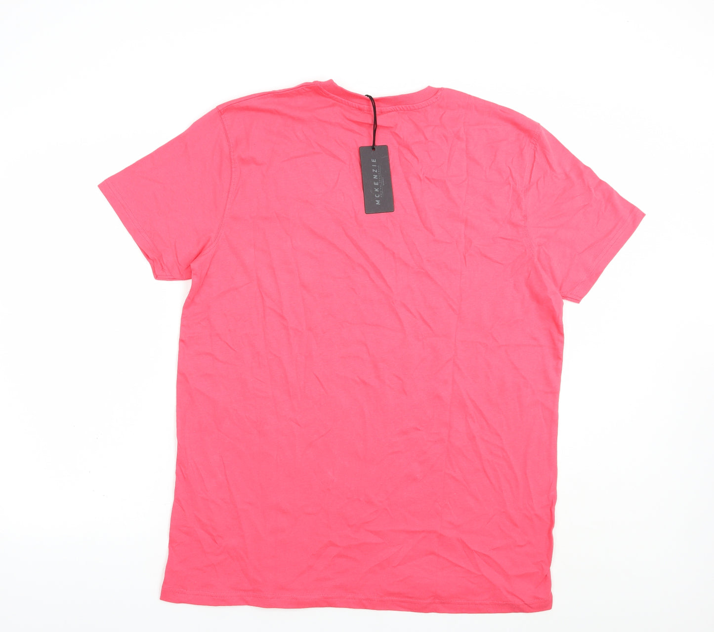McKenzie Mens Pink  Cotton  T-Shirt Size L Crew Neck