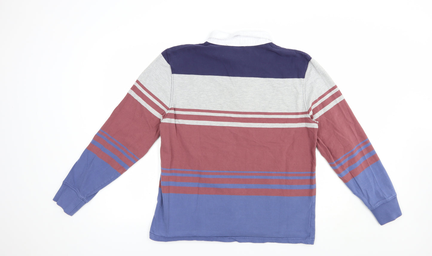 Paul Costelloe Mens Blue Striped Cotton  Polo Size L Collared Button