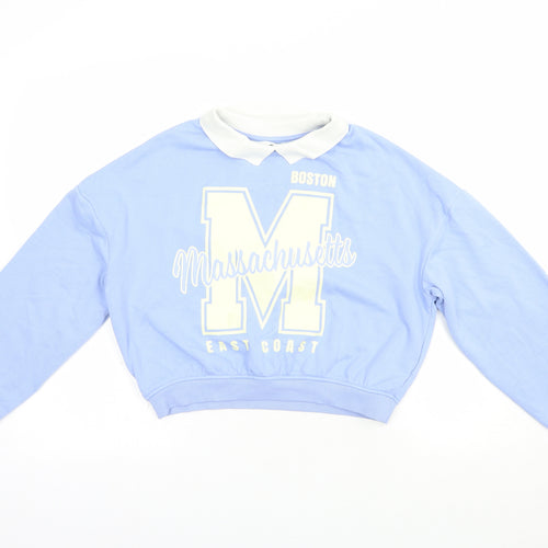 H&M Girls Blue  Cotton Pullover Sweatshirt Size 13-14 Years  Pullover
