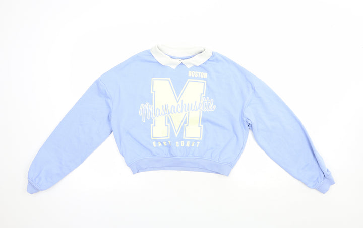H&M Girls Blue  Cotton Pullover Sweatshirt Size 13-14 Years  Pullover