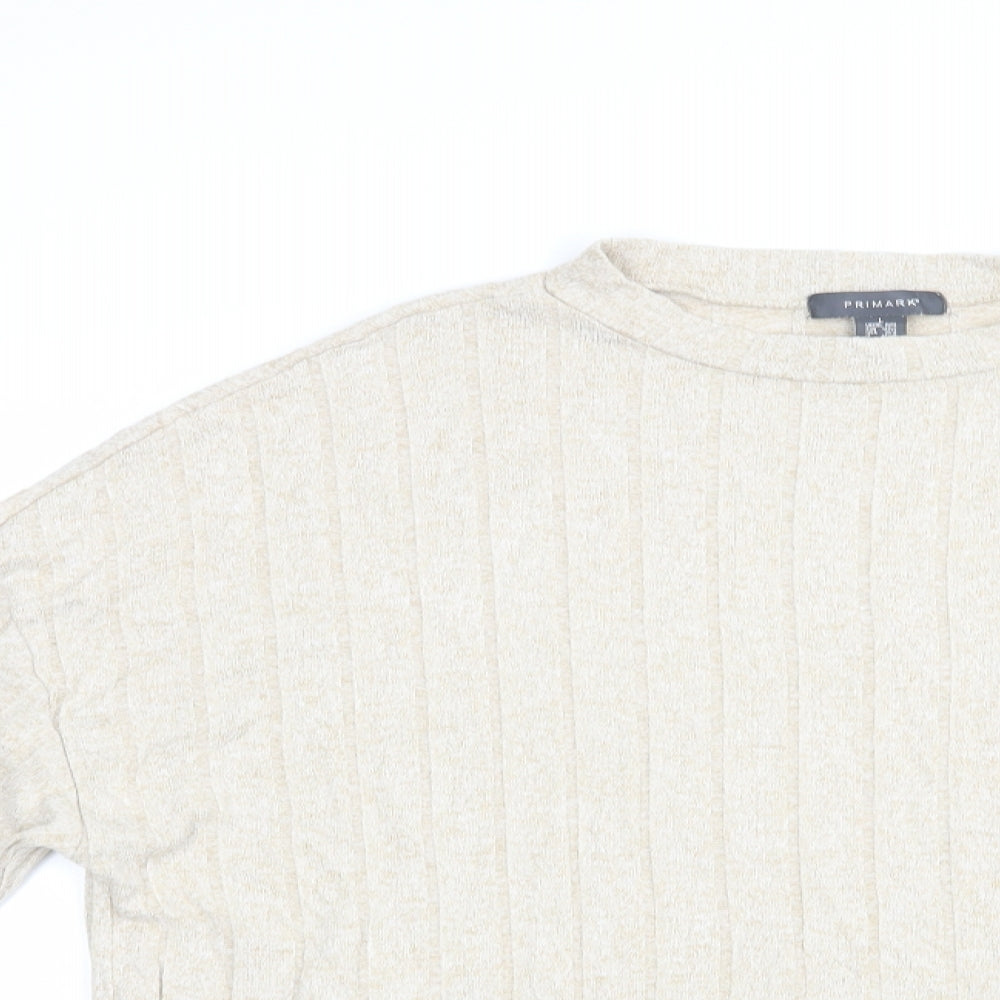 Primark Womens Beige  Viscose Basic Blouse Size 14 Mock Neck