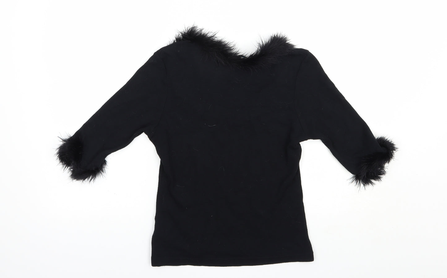 New Look Womens Black  Viscose Basic Blouse Size 12 Scoop Neck