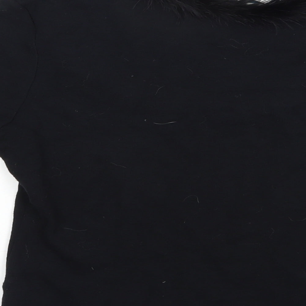 New Look Womens Black  Viscose Basic Blouse Size 12 Scoop Neck
