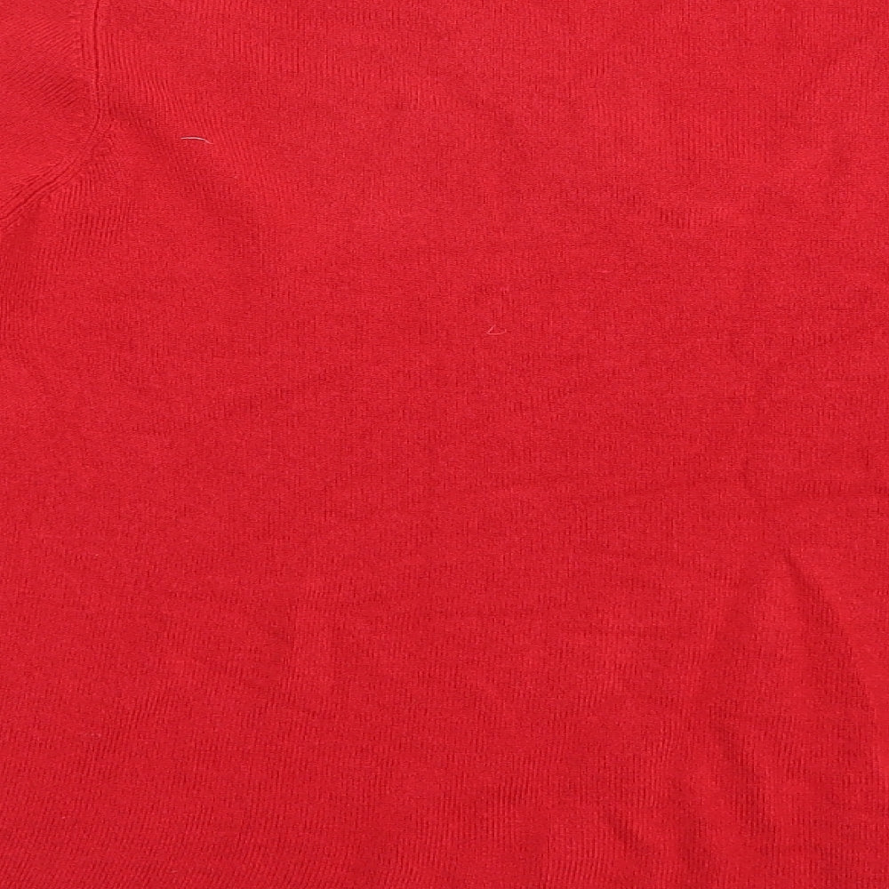 Marks and Spencer Womens Red V-Neck  Acrylic Pullover Jumper Size 14