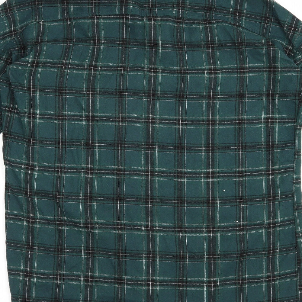 Boohoo Womens Green Plaid Cotton Tunic Button-Up Size 6 Collared