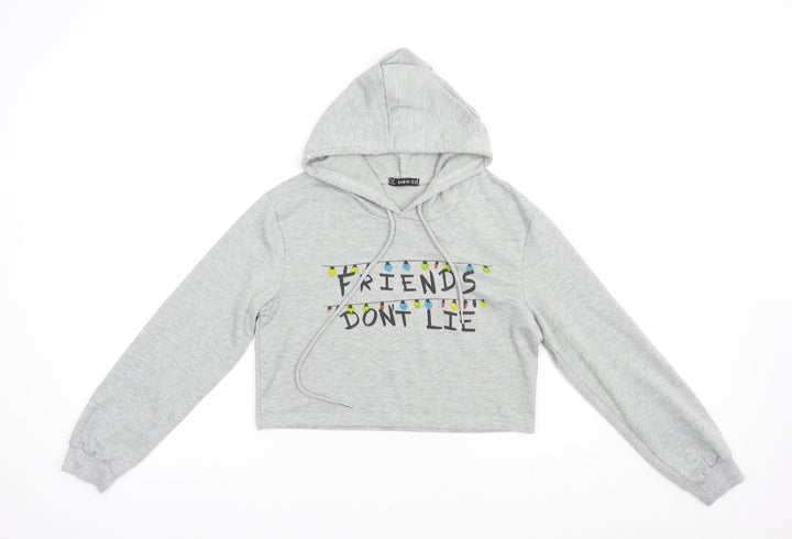 SheIn Womens Grey  Polyester Pullover Hoodie Size XS  Pullover - Friends